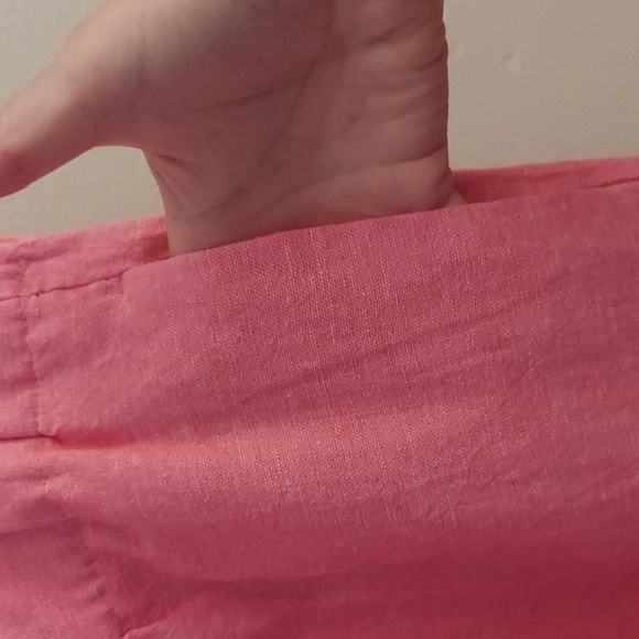 JONES NEW YORK Pink Plus Size Pull On Chambray Linen Capri Pants - Picture 6 of 11